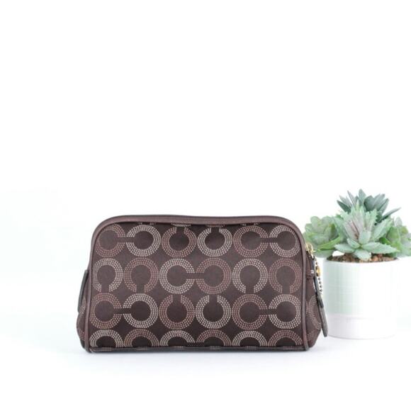 Coach Brownish C Signature Cosmetic / Makeup Bag - Picture 3 of 7